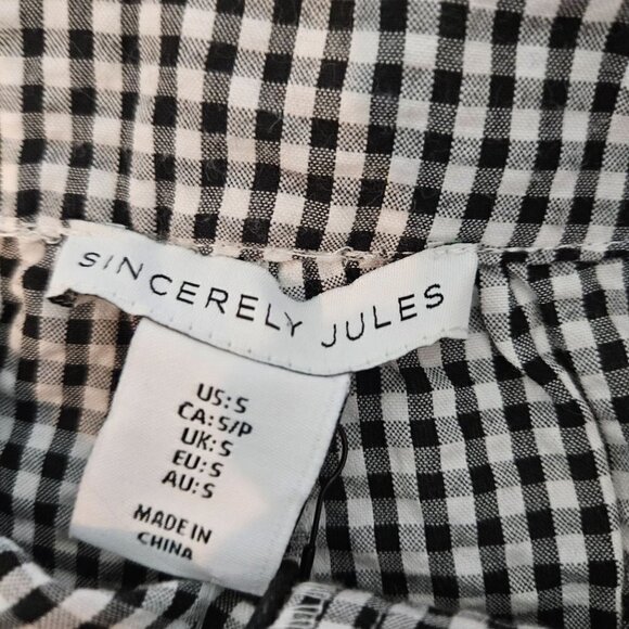 NEW Sincerely Jules Capris Pants Small Black White Checked Gingham Pedal Pusher - Picture 7 of 12